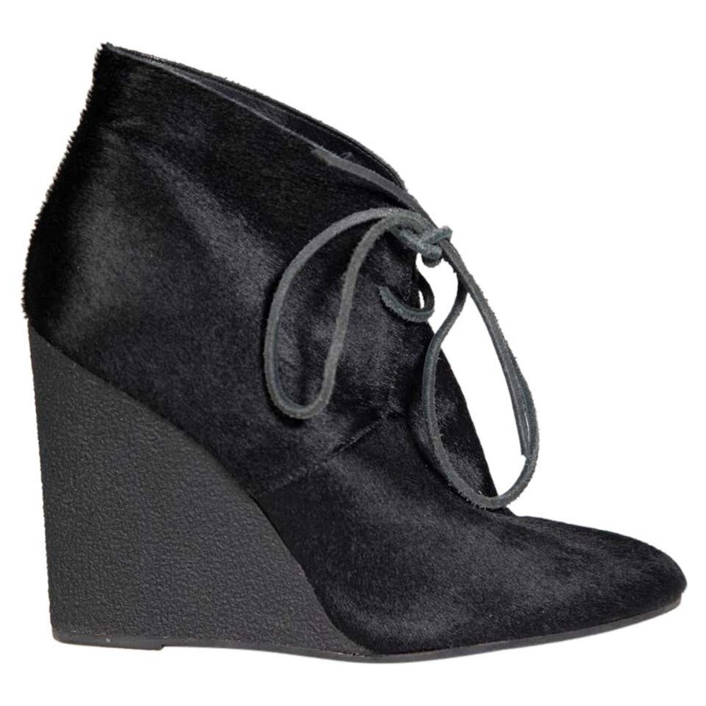 BURBERRY Black Calf Hair Benton Wedge Boots